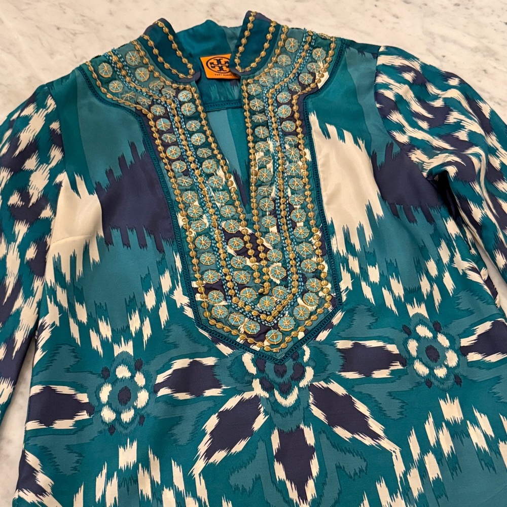 Tory Burch Embellished Silk Tunic